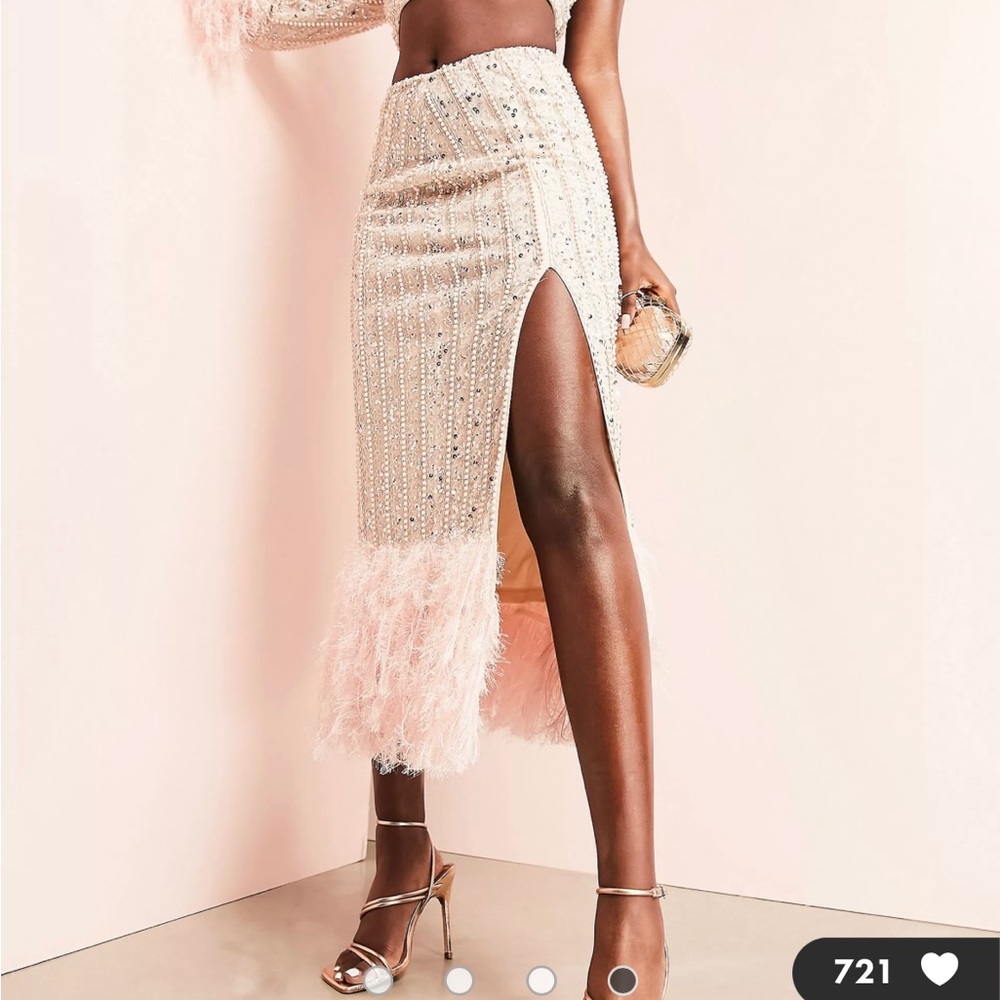 Asos embellished side slit skirt